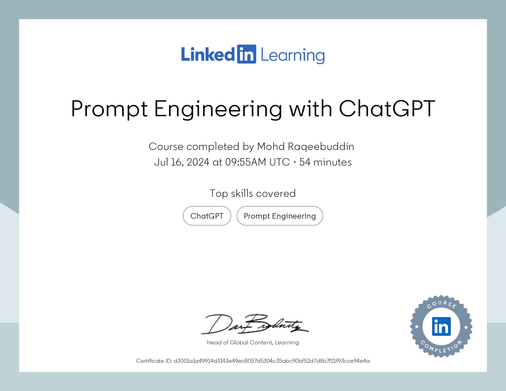 CertificateOfCompletion_Prompt Engineering with ChatGPT_page-0001